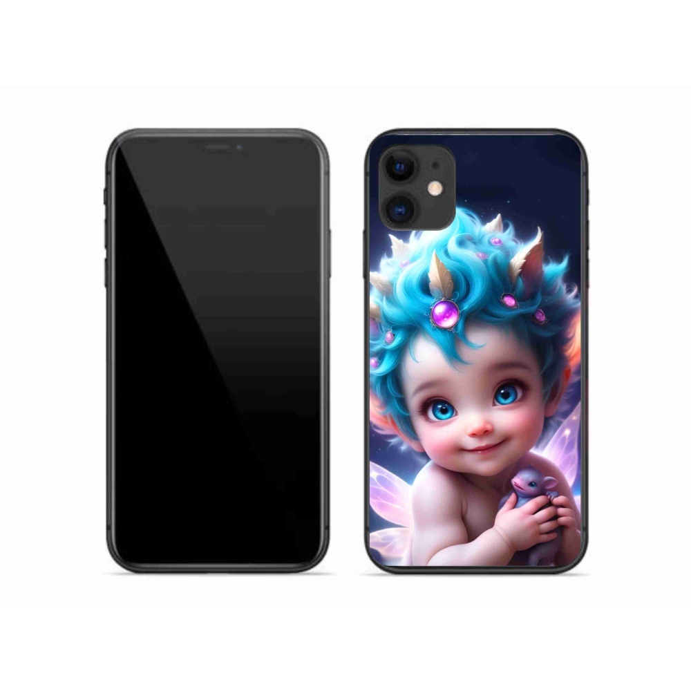Gelový kryt mmCase na iPhone 11 - dítě s motýlími křídly