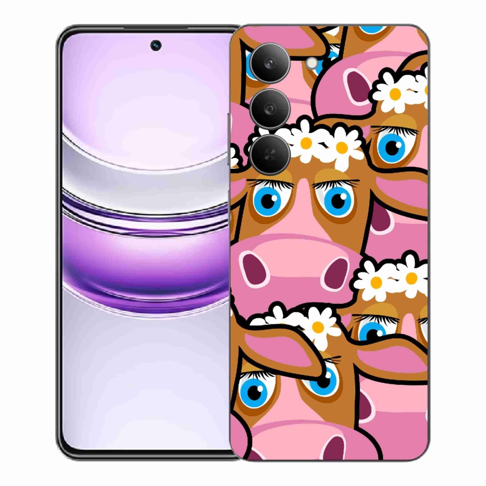 Gelový kryt mmCase na Realme 14x 5G - kreslené kravičky