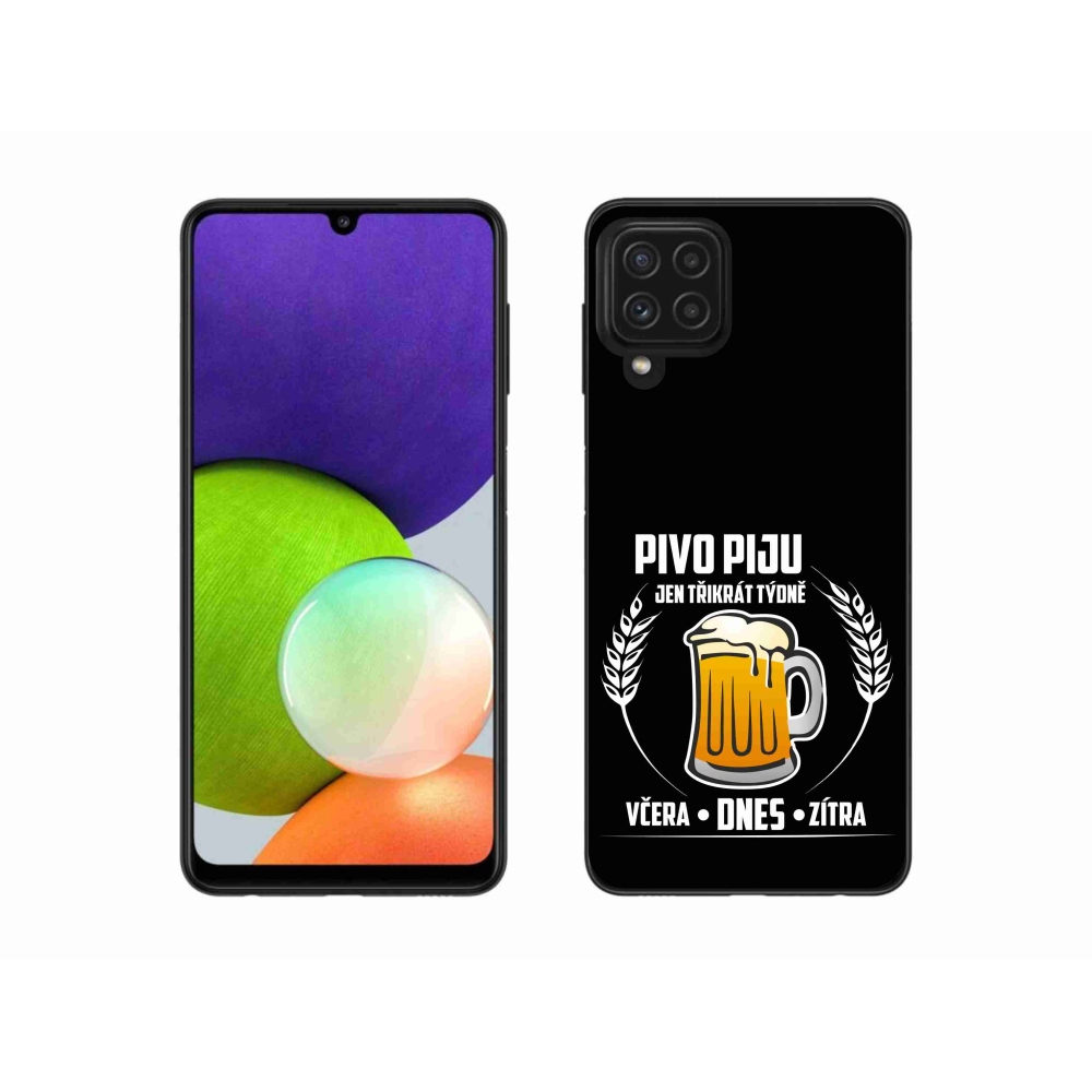 Gelový kryt mmCase na Samsung Galaxy A22 4G - pivní motiv černé pozadí