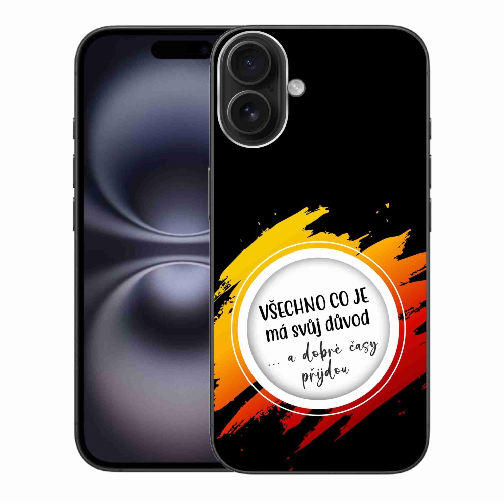 Gelový kryt mmCase na iPhone 16 Plus - citát 3 černé pozadí