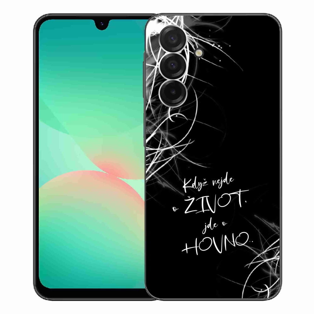 Gelový kryt mmCase na Samsung Galaxy A26 5G - vtipný text 16 černé pozadí