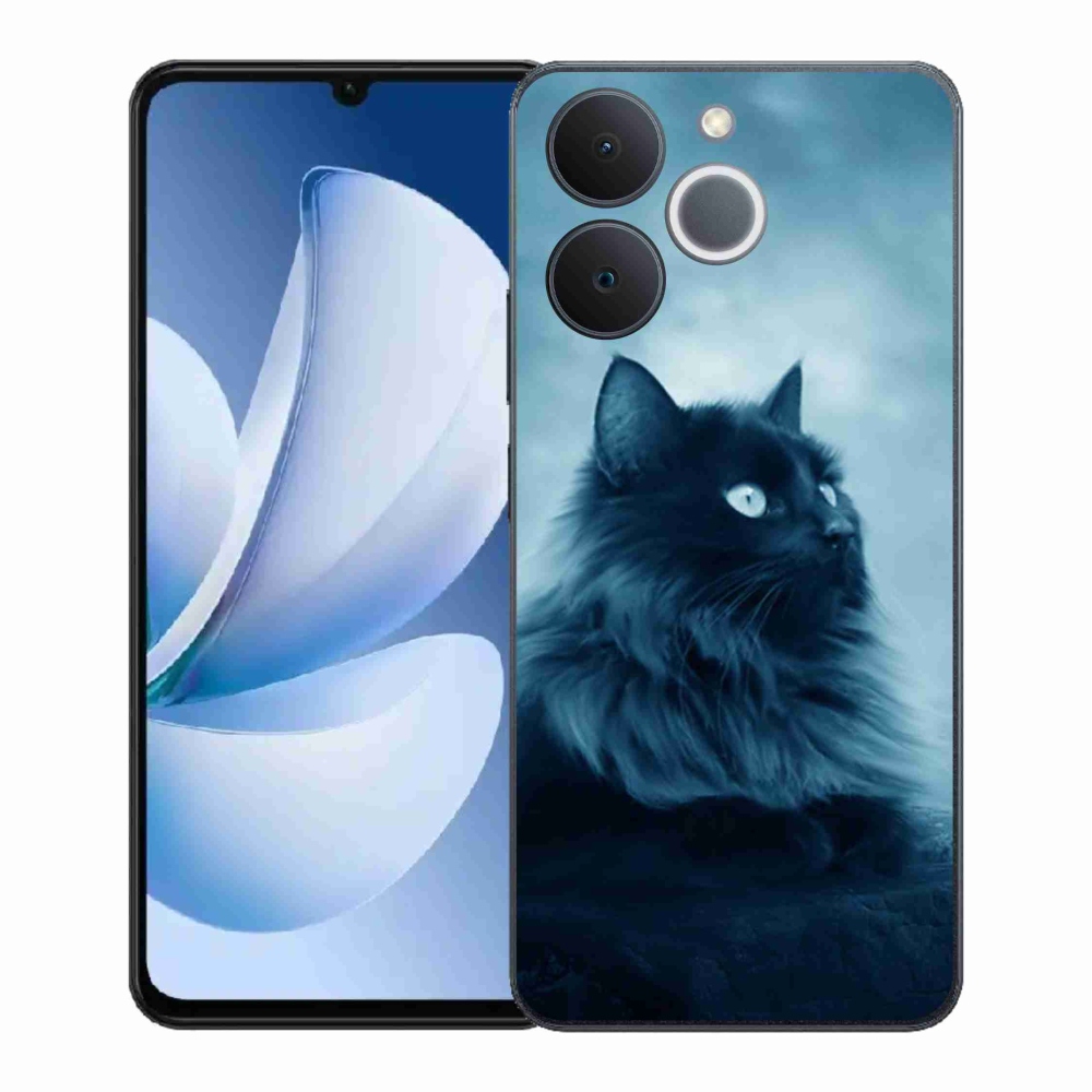 Gelový kryt mmCase na Realme Note 70T - černá kočka 1