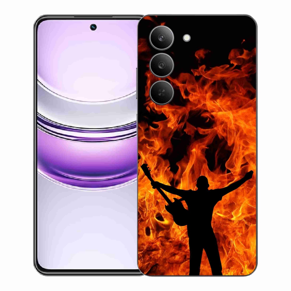 Gelový kryt mmCase na Realme 14x 5G - muzikant a oheň