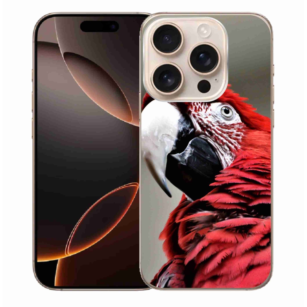 Gelový obal mmCase na iPhone 16 Pro Max - papoušek ara červený