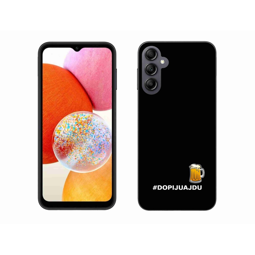 Gelový kryt mmCase na Samsung Galaxy A14 4G/5G - pivní motiv 1 černé pozadí