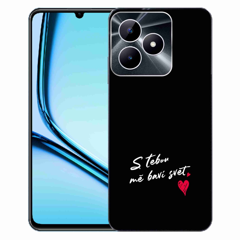 Gelový kryt mmCase na Realme Note 50 - zamilovaný text 1 černé pozadí