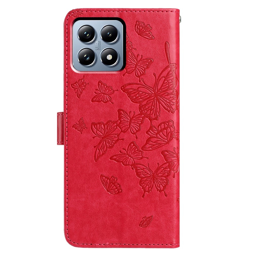 Floral Butterfly knížkové pouzdro na Xiaomi 15T - červené