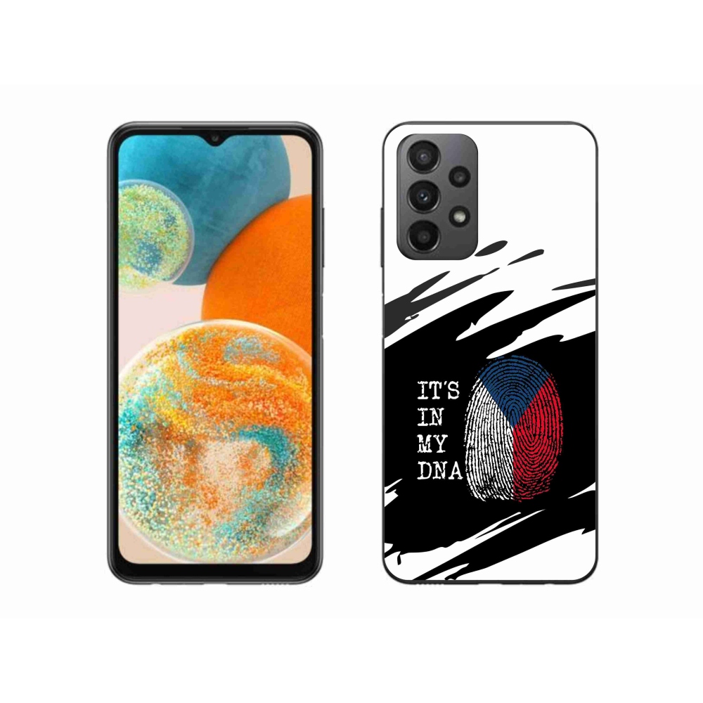 Gelový kryt mmCase na Samsung Galaxy A23 4G/5G - vlajka otisk prstu černobílé pozadí