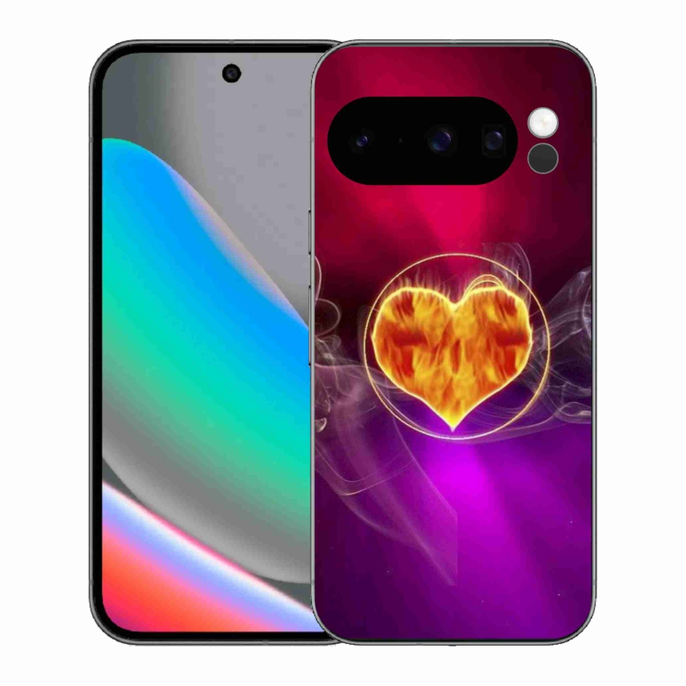 Gelový kryt mmCase na Google Pixel 10 Pro - ohnivé srdce