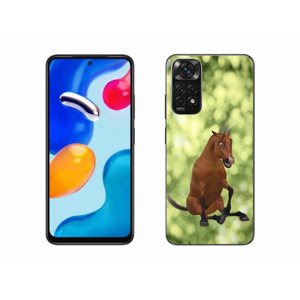 Gelový kryt mmCase na Xiaomi Redmi Note 11S 4G - hnědý kreslený kůň 1