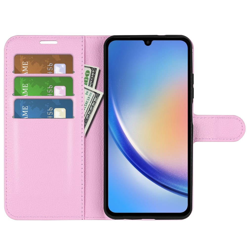Litchi knížkové pouzdro na Samsung Galaxy A35 5G - růžové