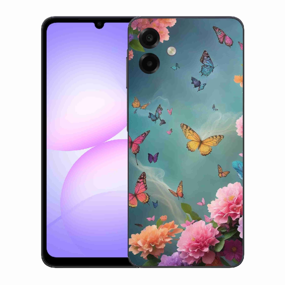 Gelový kryt mmCase na Samsung Galaxy A07 4G - barevné květy a motýli