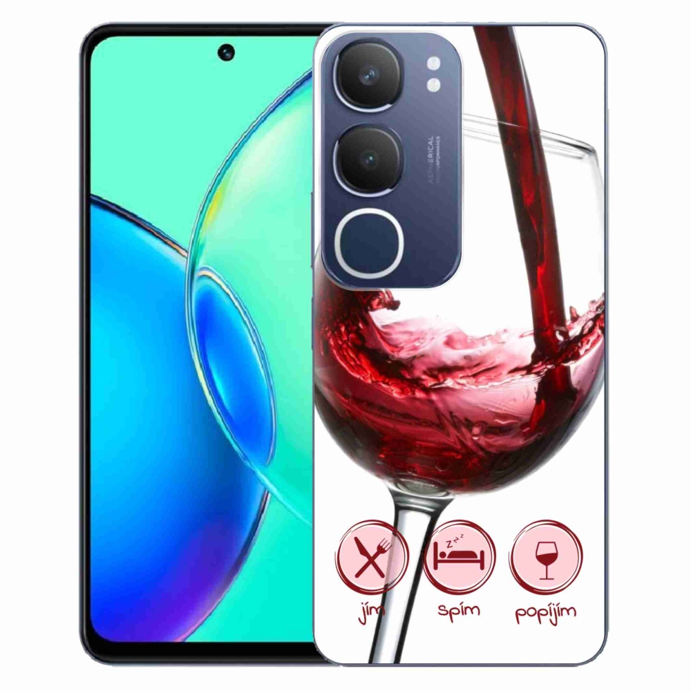 Gelový kryt mmCase na Vivo Y19s - sklenička vína červené