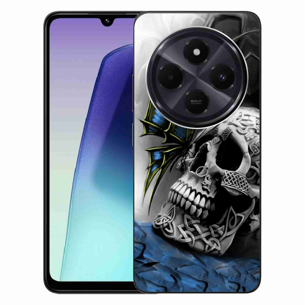 Gelový kryt mmCase na Xiaomi Redmi 14C/Poco C75 - motýl a lebka