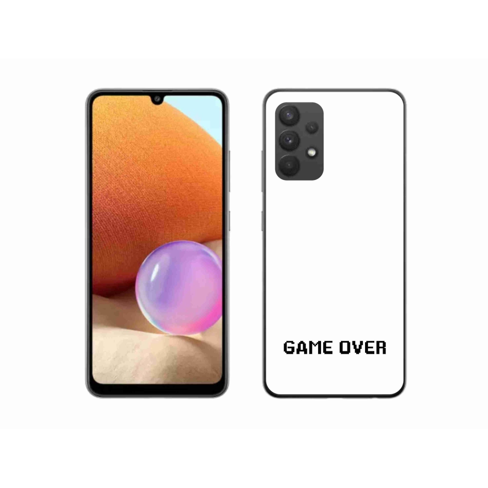 Gelový kryt mmCase na Samsung Galaxy A32 4G - game over bílé pozadí
