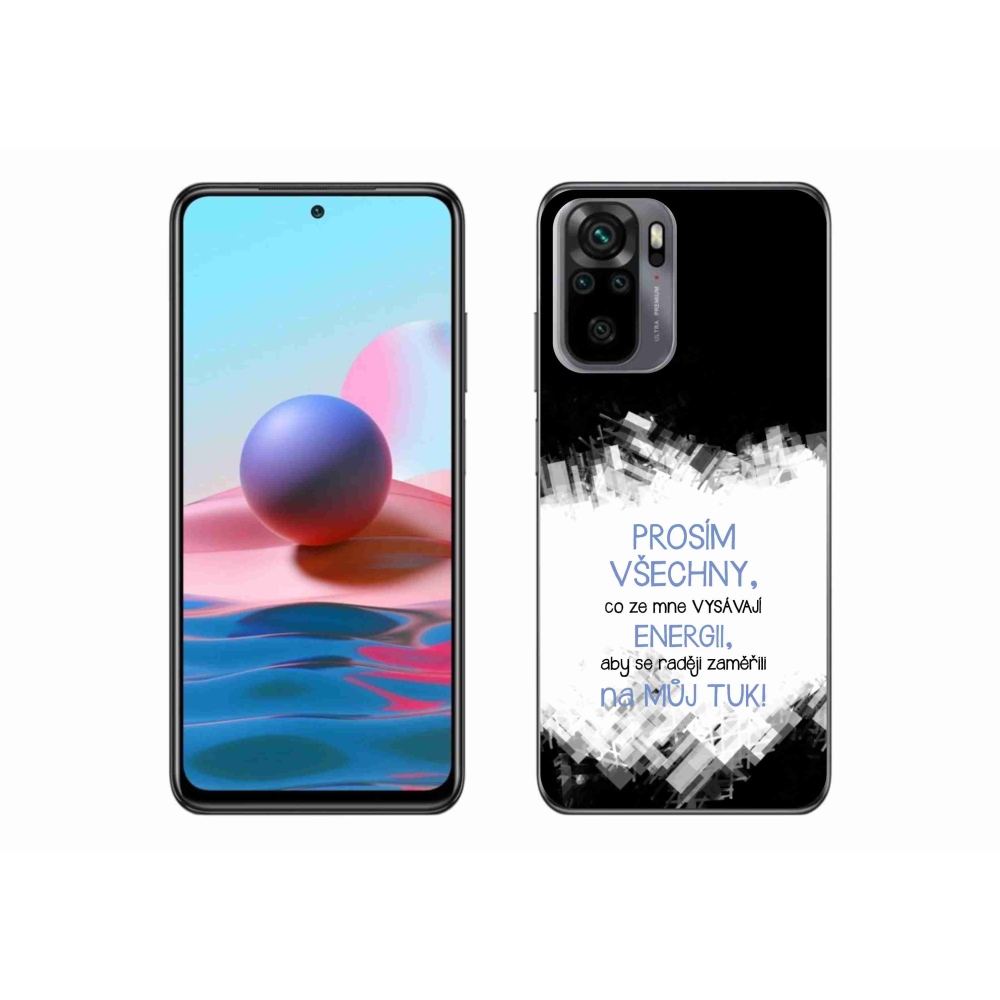 Gelový kryt mmCase na Xiaomi Redmi Note 10 4G - vtipný text 1 modrý