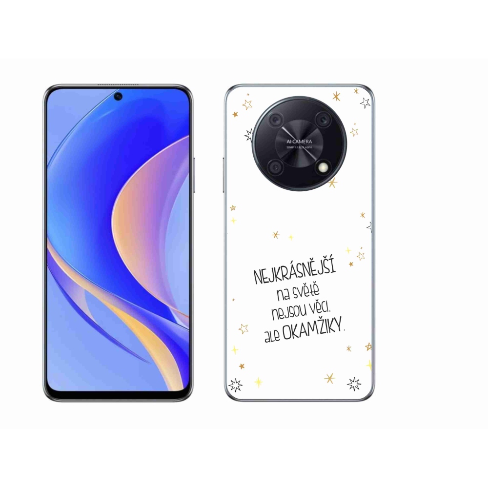 Gelový kryt mmCase na Huawei Nova Y90 - citát 4 bílé pozadí