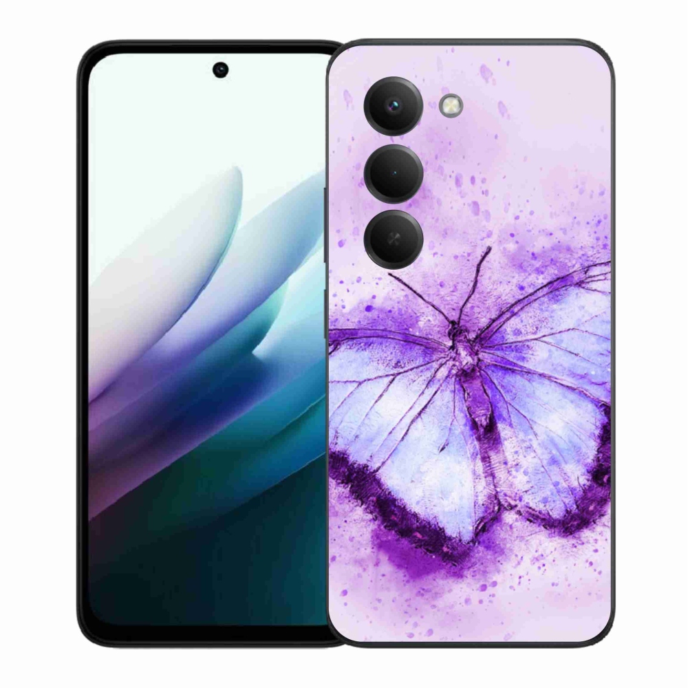 Gelový kryt mmCase na Xiaomi Redmi 15 4G/5G (171mm) - fialový motýl