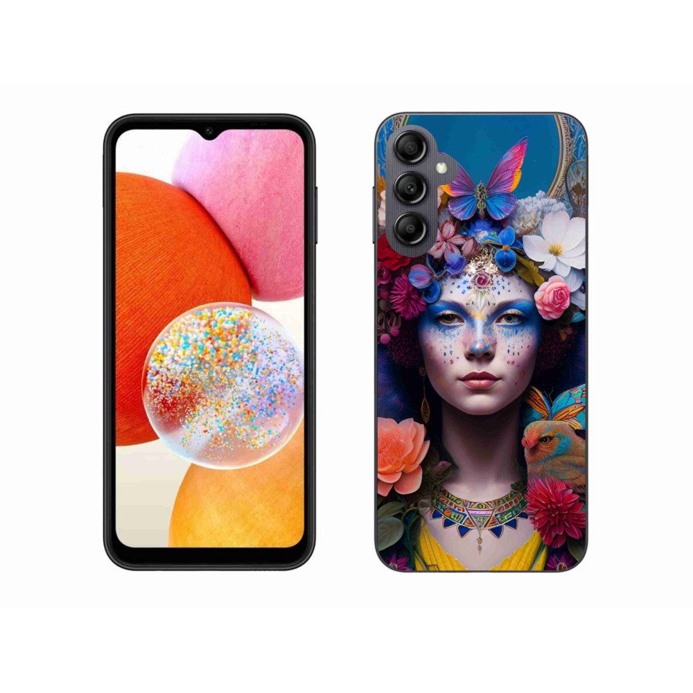 Gelový kryt mmCase na Samsung Galaxy A14 4G/5G - žena s květinami