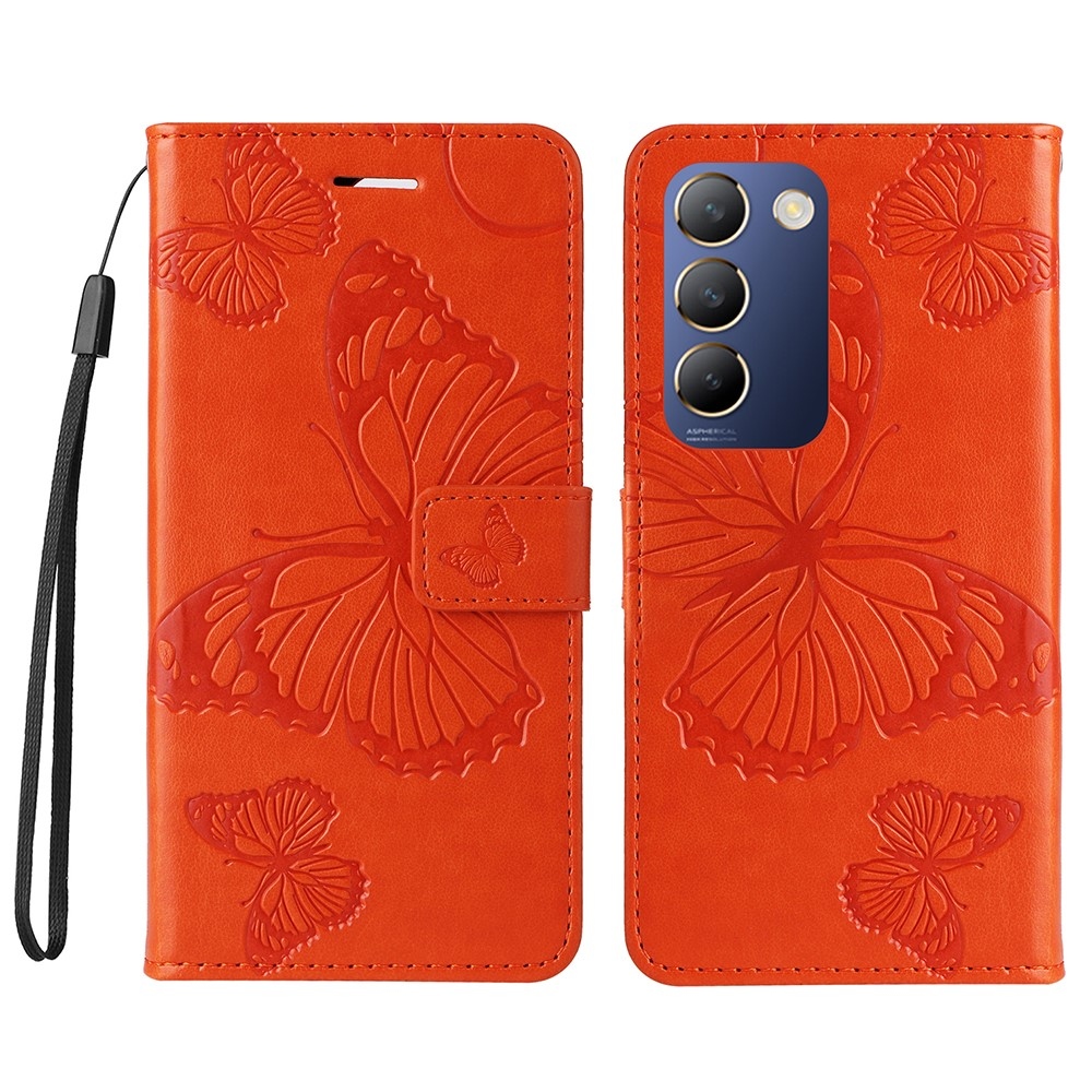 Big Butterfly knížkové pouzdro na Vivo V40 SE 4G/5G - oranžové