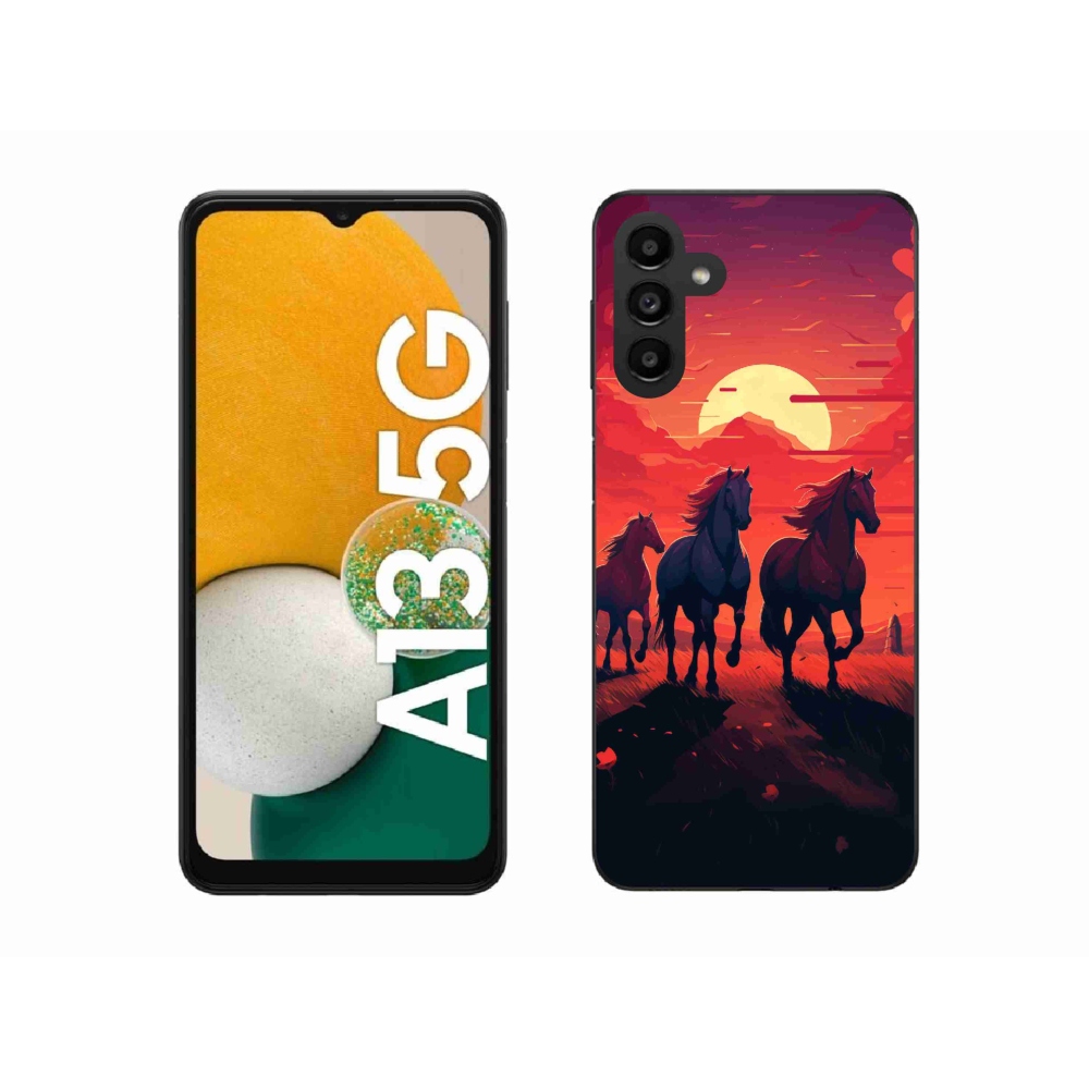 Gelový kryt mmCase na Samsung Galaxy A13 5G - koně a západ slunce
