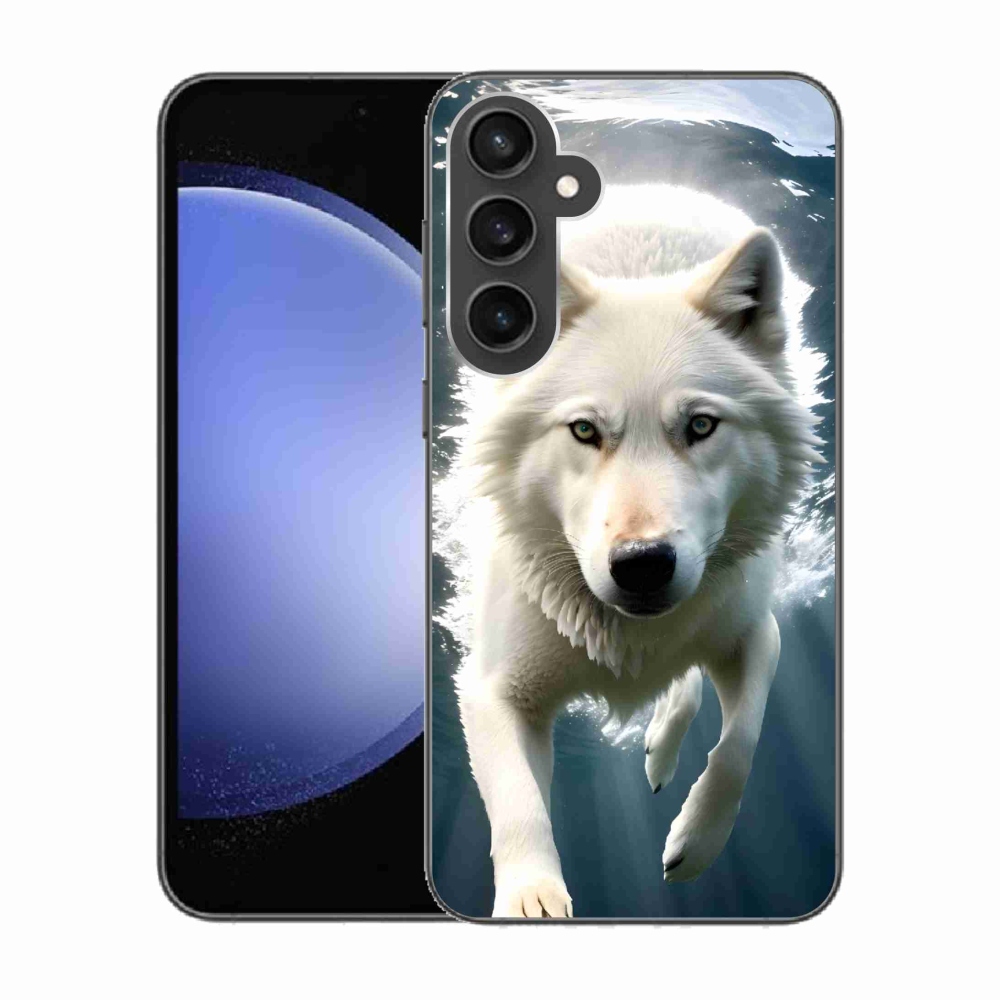 Gelový kryt mmCase na Samsung Galaxy S23 FE - bílý vlk