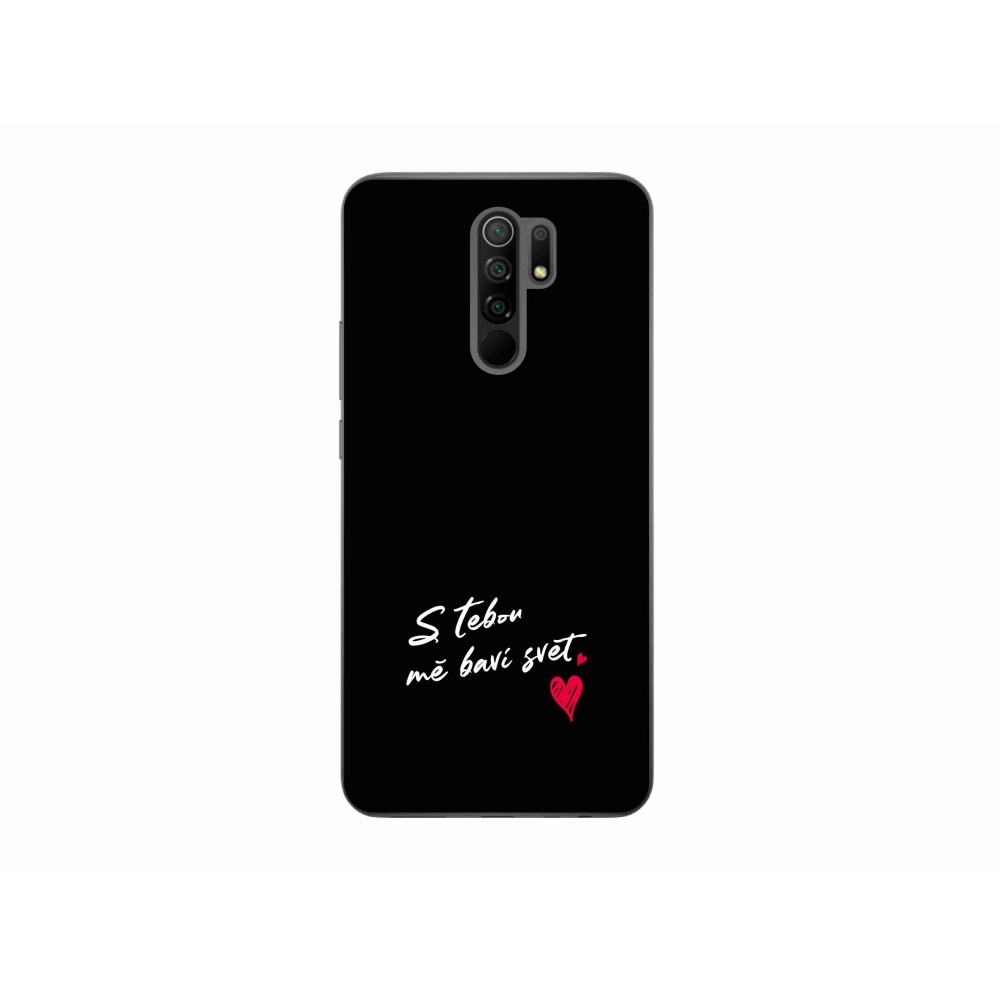 Gelový kryt mmCase na Xiaomi Redmi 9 - zamilovaný text 1 černé pozadí