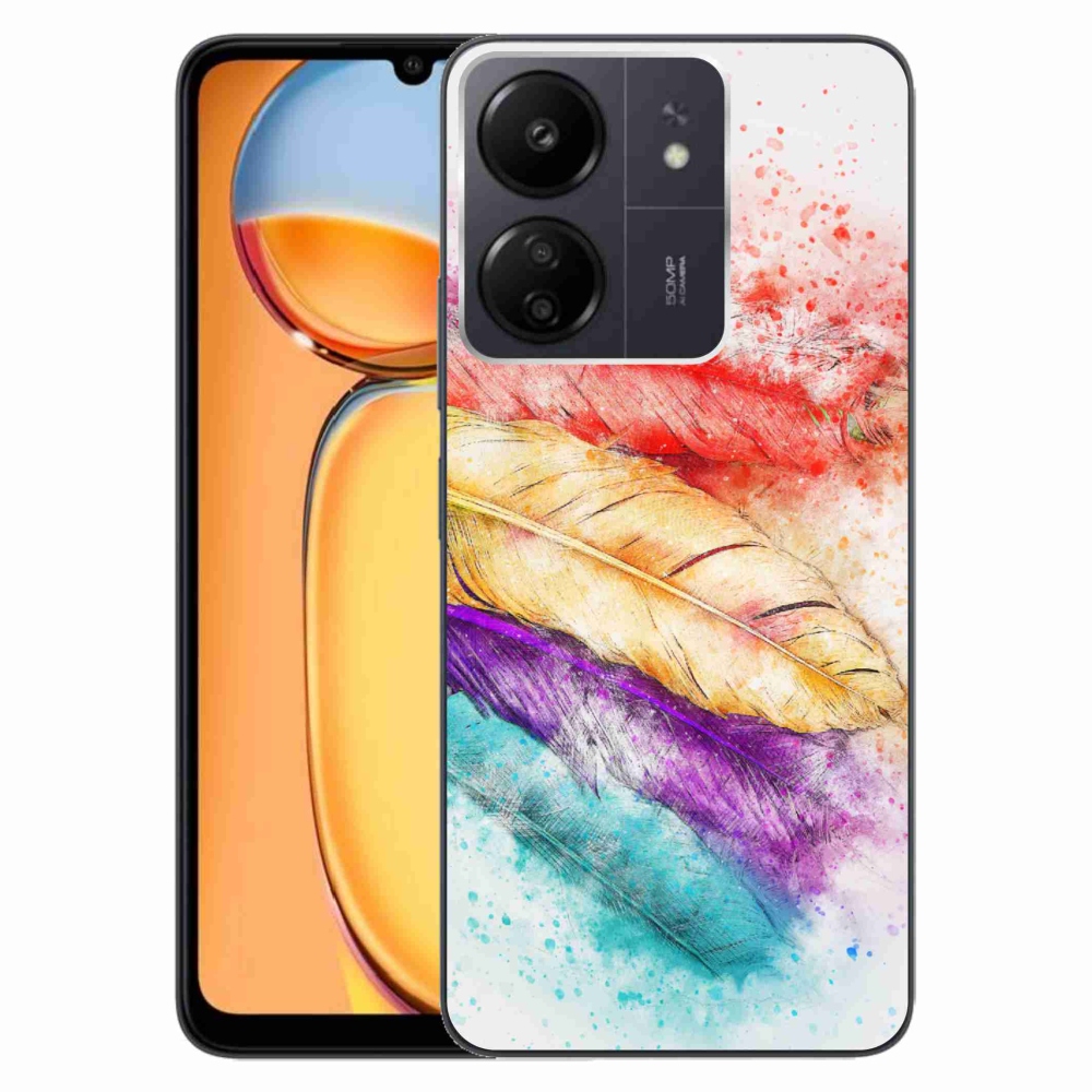 Gelový kryt mmCase na Xiaomi Poco C65/Redmi 13C - barevné peří