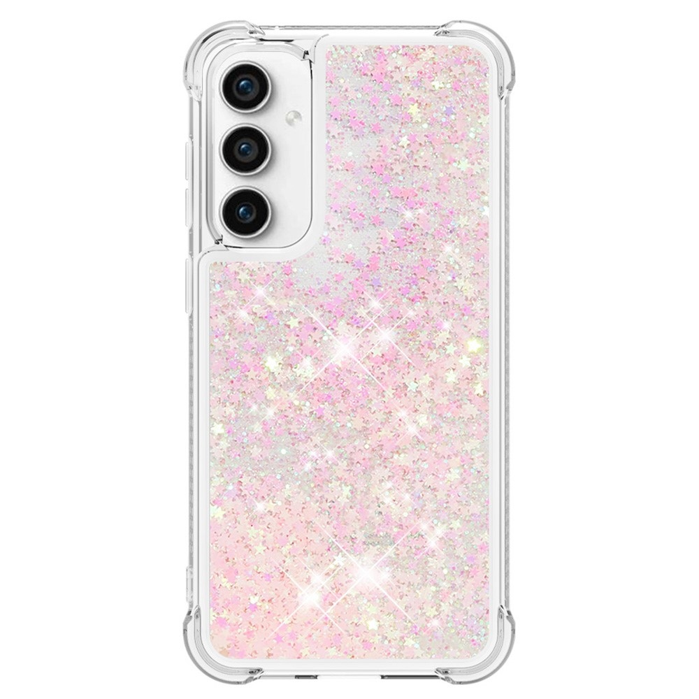 Glitter gelový přesýpací obal na Samsung Galaxy S23 FE - růžový/hvězdičky