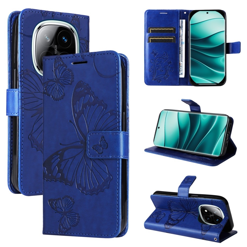 Big Butterfly knížkové pouzdro na Xiaomi Redmi Note 14 Pro 5G/Poco X7 5G/Note 14 Pro+ 5G - modré