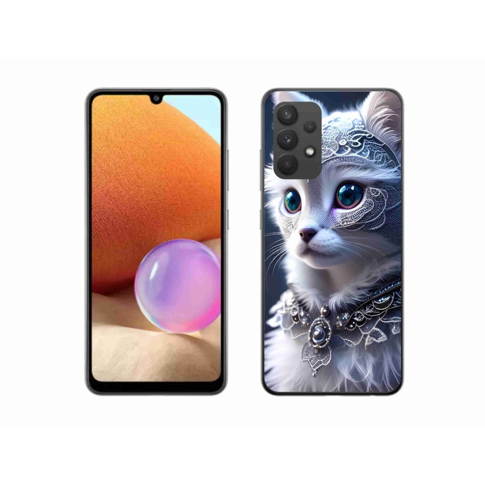 Gelový kryt mmCase na Samsung Galaxy A32 4G - bílá kočka