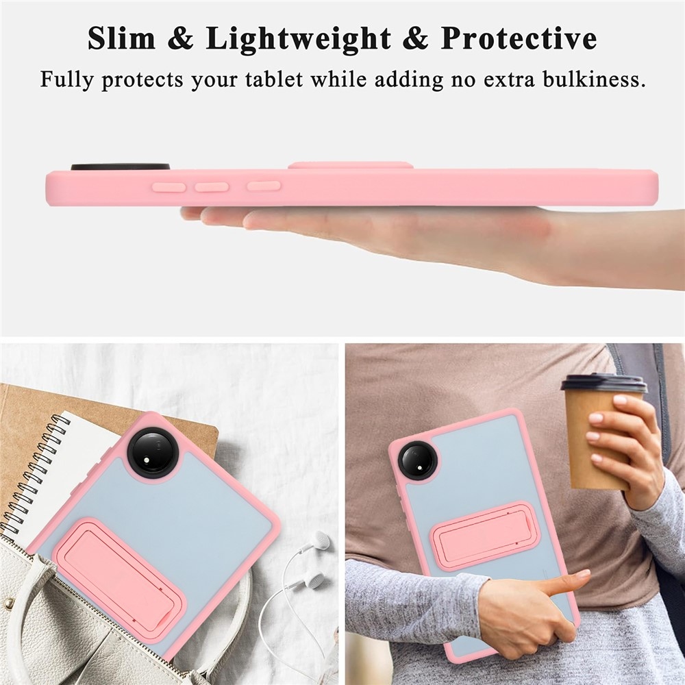 Skiny gelový obal s pevnými zády a výklopným stojánkem na Xiaomi Redmi Pad SE 8.7 - růžový