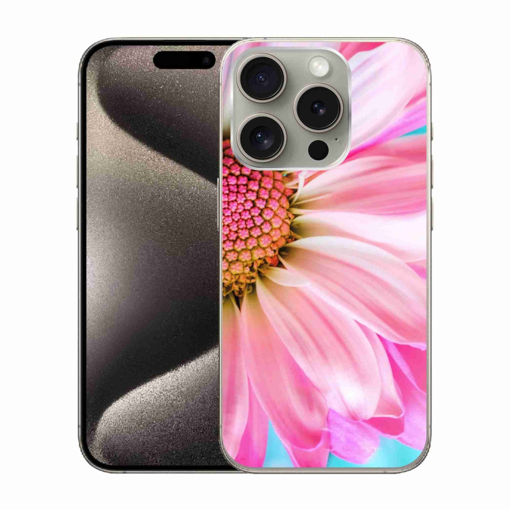 Gelový kryt mmCase na iPhone 15 Pro - růžová květina