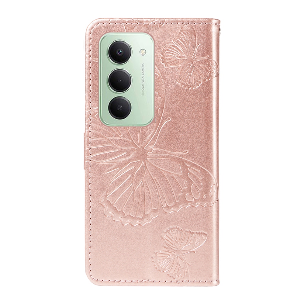 Big Butterfly knížkové pouzdro na Xiaomi Redmi 15 4G (171mm) - růžovozlaté