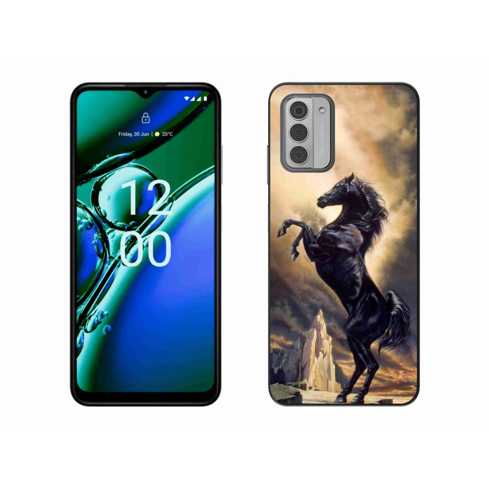Gelový kryt mmCase na Nokia G42 - černý kreslený kůň