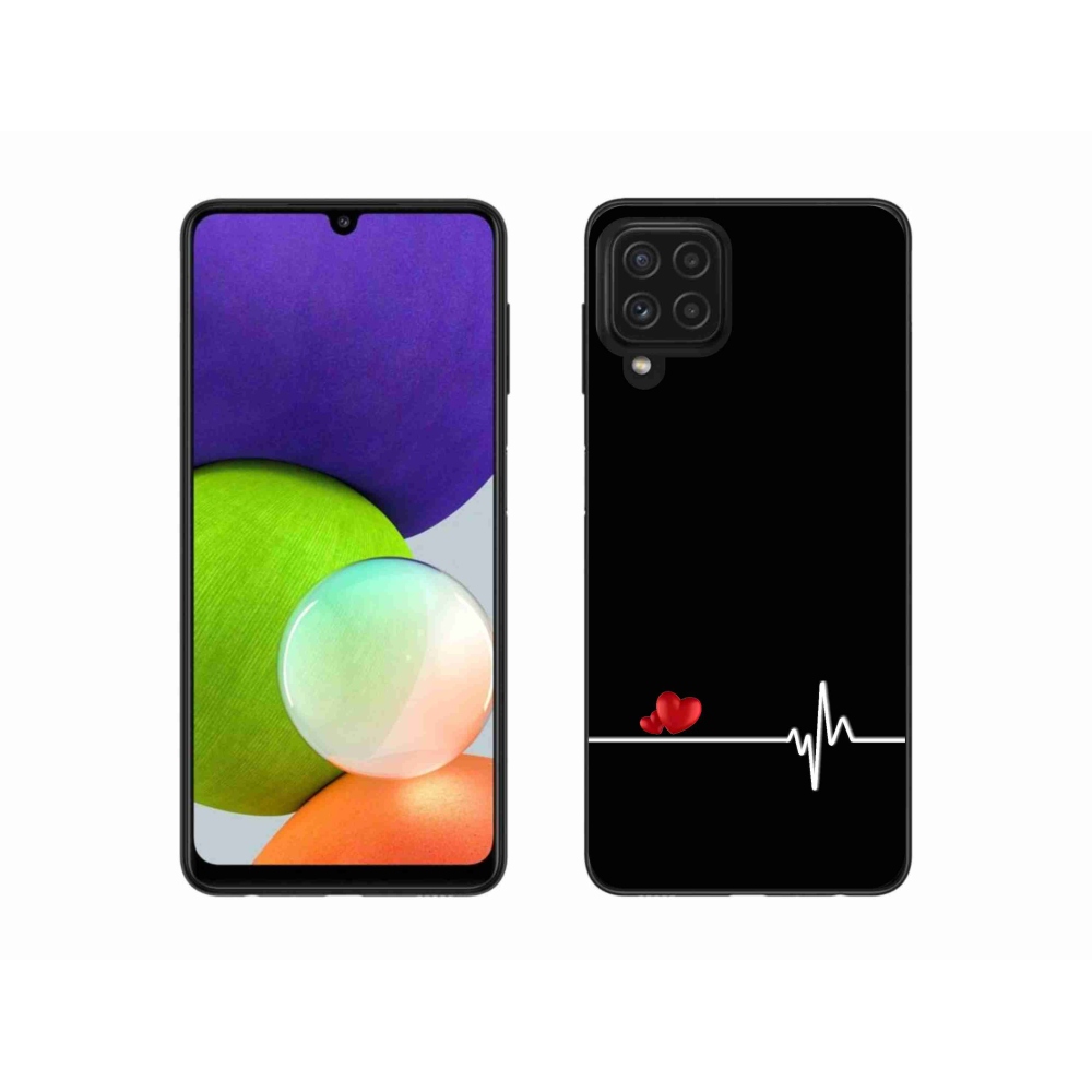 Gelový kryt mmCase na Samsung Galaxy A22 4G - srdce a tep černé pozadí