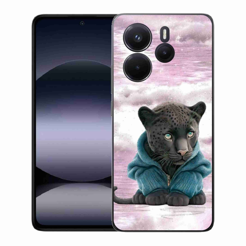Gelový kryt mmCase na Xiaomi Redmi Note 14 - černý panter ve svetru