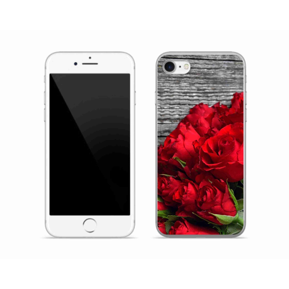 Gelový kryt mmCase na iPhone SE (2022) - červené růže