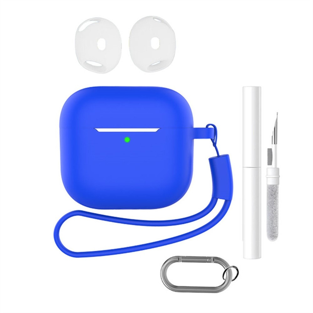 Set silikonový obal na Apple AirPods 4 s čistící sadou - modrý