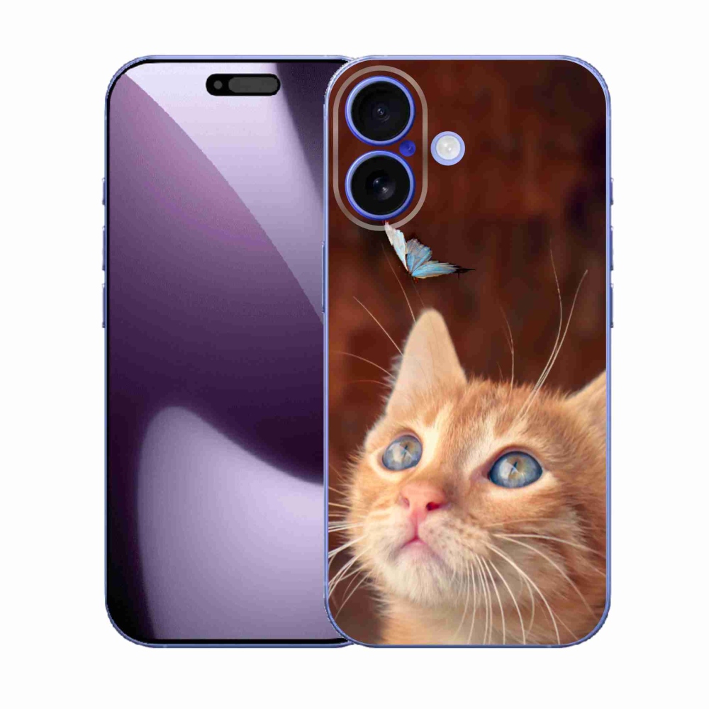 Gelový kryt mmCase na iPhone 17 - motýl a kotě