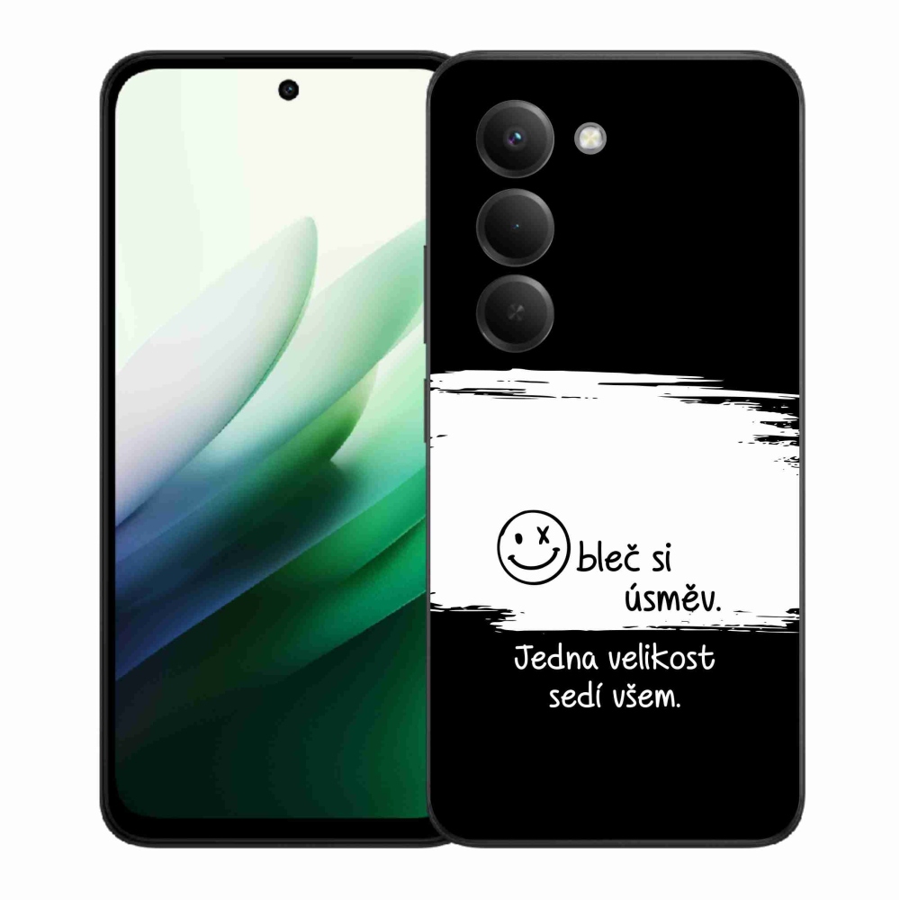 Gelový kryt mmCase na Xiaomi Redmi 15 5G - vtipný text 8 bíločerné pozadí