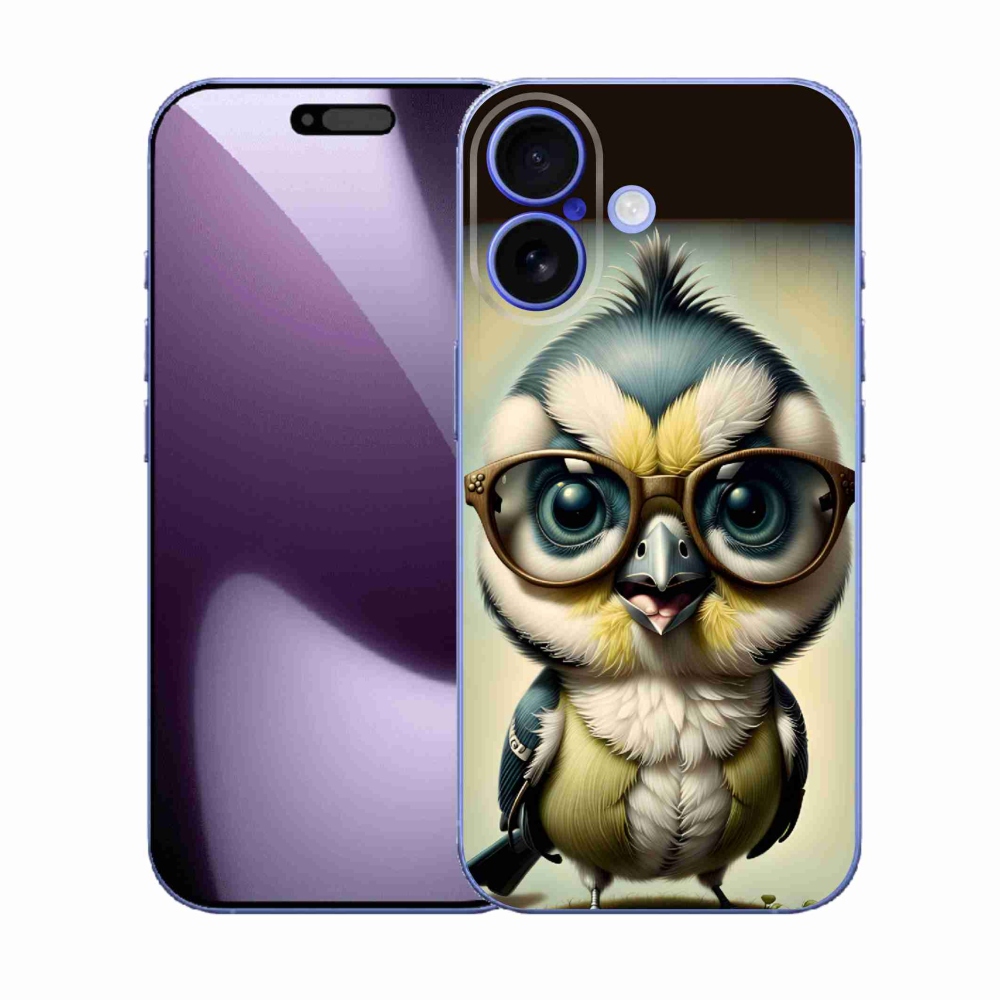 Gelový kryt mmCase na iPhone 17 - mládě s brýlemi