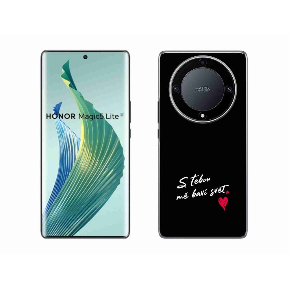 Gelový kryt mmCase na Honor Magic 5 Lite 5G - zamilovaný text 1 černé pozadí