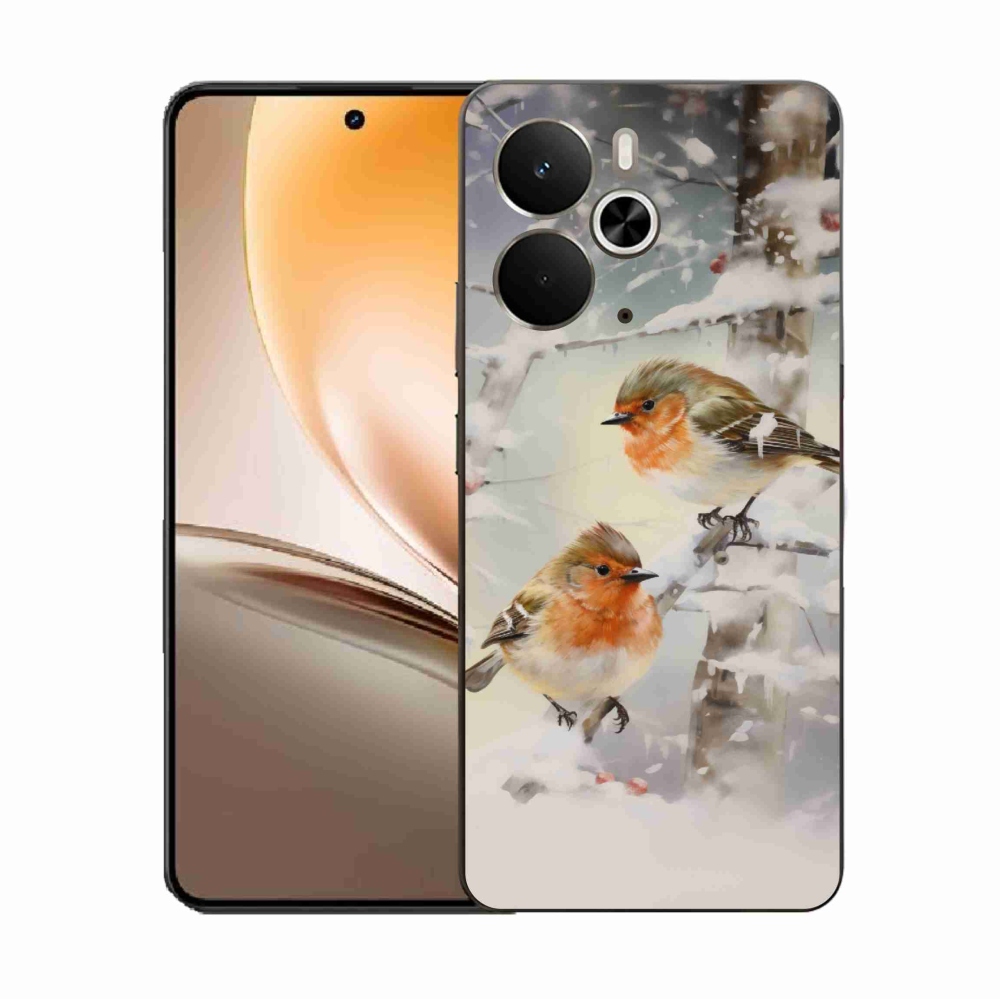 Gelový kryt mmCase na Realme 14 5G - ptáčci v zimě