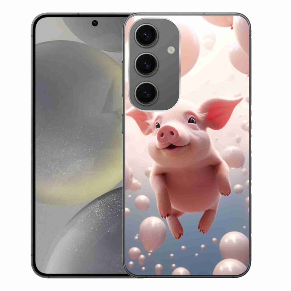 Gelový kryt mmCase na Samsung Galaxy S24+ - prasátko s balónky