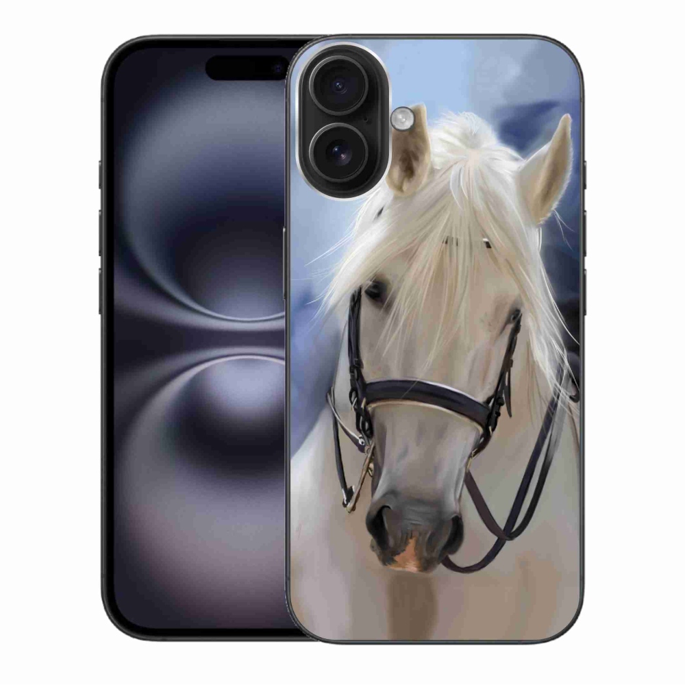 Gelový kryt mmCase na iPhone 16 Plus - bílý kůň