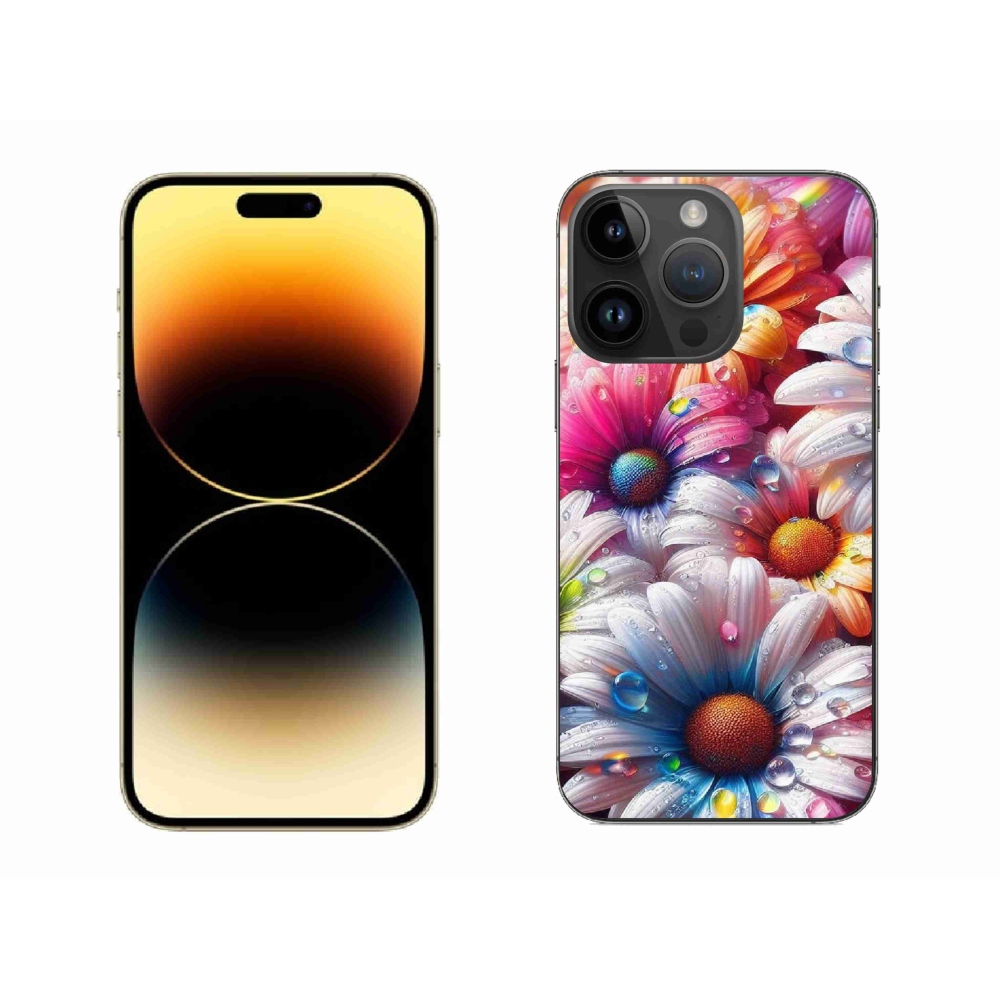 Gelový kryt mmCase na iPhone 14 Pro Max - barevné kopretiny