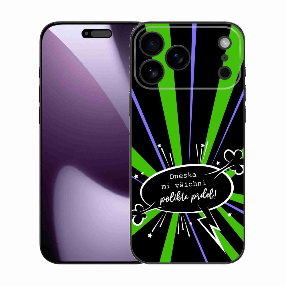 Gelový kryt mmCase na iPhone 17 Pro Max - vtipný text 15 černé pozadí