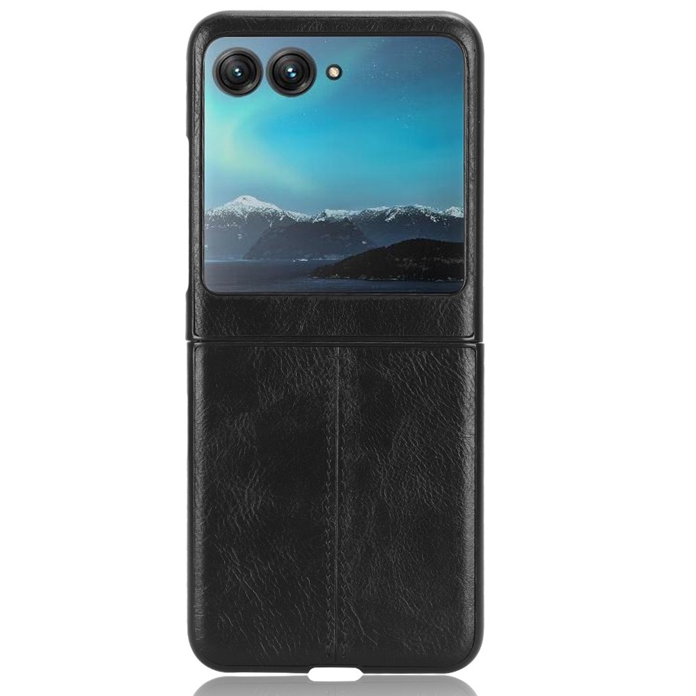 Vintages plastový kryt s umělou kůží na Motorola Razr 40 Ultra 5G - černý