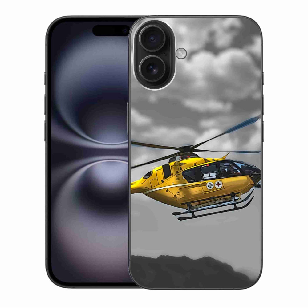 Gelový kryt mmCase na iPhone 16 Plus - žlutá helikoptéra